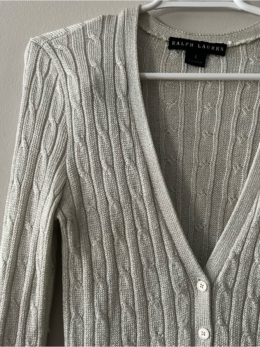 Ralph Lauren Black Label Women’s Metallic Button Front Cardigan Size Small - Picture 2 of 6